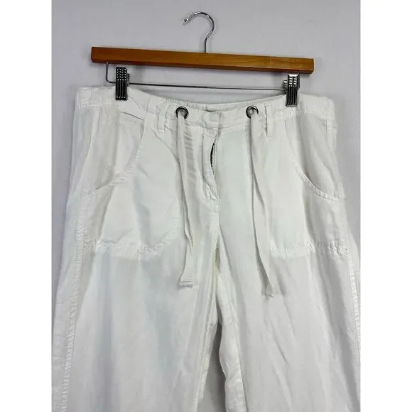 Woman's Willi Smith White Wide Leg Linen Blend Pants - Size 8 Beachy Resort - Picture 7 of 15